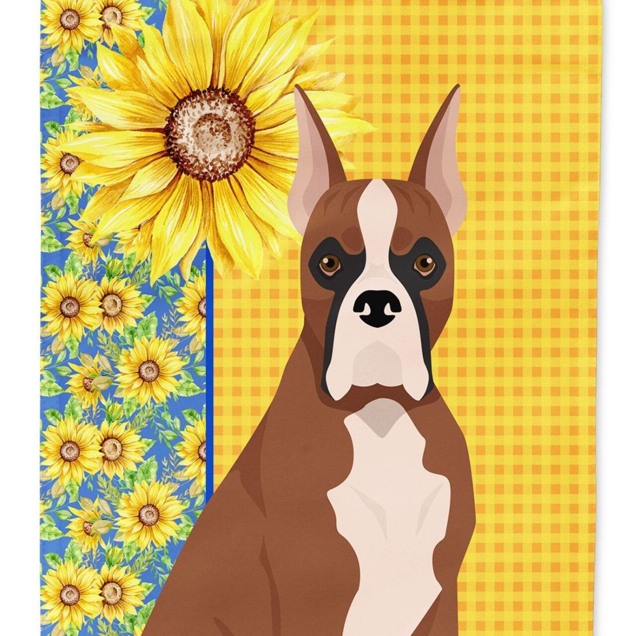 Edge Collections - 28" X 40" - Red - Summer Sunflowers Fawn Boxer Large - 1 Piece